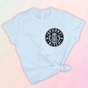 “Spooky B”, Ladies White Fitted Tee, Sizes S-3X